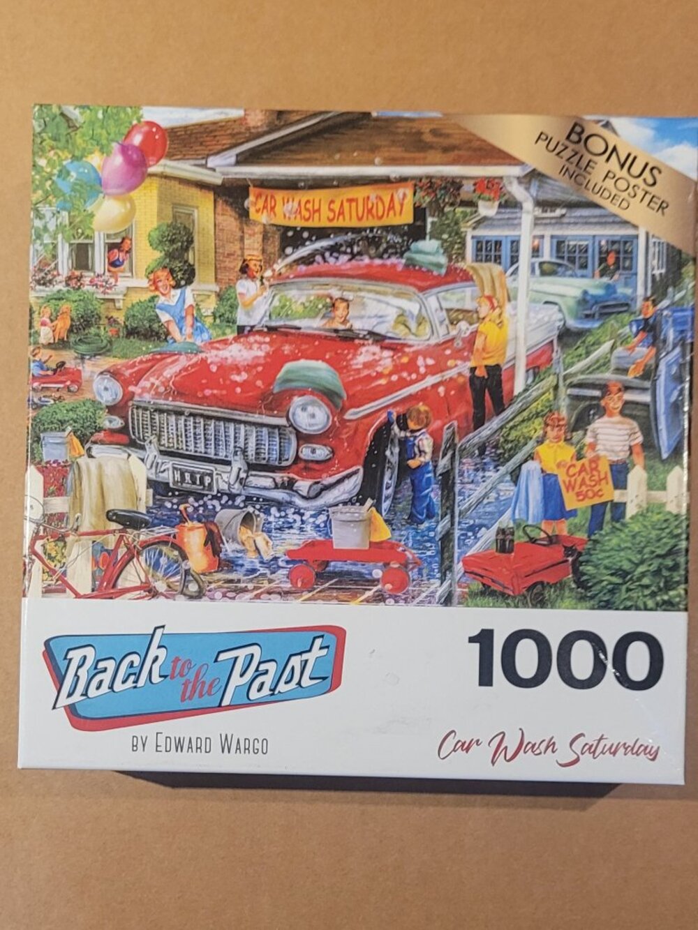 Jigsaw Puzzle 1000 Pc Back To The Past "Car Wash Saturday" 27 x 20 Cra-Z-Art